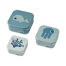 Afbeelding in Gallery-weergave laden, Done by Deer Broodtrommel set van 3 - Sea friends blauw