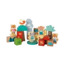 Afbeelding in Gallery-weergave laden, Small Foot Houten Bouwstenen ¨Jungle Vriendjes¨