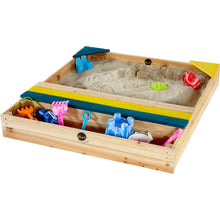 Afbeelding in Gallery-weergave laden, Plum houten zandbak met opbergruimte