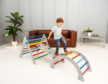 Afbeelding in Gallery-weergave laden, Wood & Hearts Speeltoestel grijs en regenboog