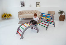 Afbeelding in Gallery-weergave laden, Wood & Hearts Speeltoestel grijs en regenboog