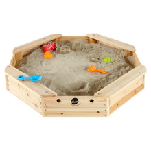 Afbeelding in Gallery-weergave laden, Plum houten achthoekige zandbak met zitje