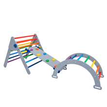 Afbeelding in Gallery-weergave laden, Wood & Hearts Speeltoestel grijs en regenboog