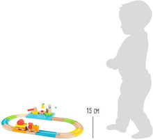 Afbeelding in Gallery-weergave laden, Small Foot houten vrachttrein set grootte afgebeeld