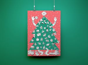 OMY Grote kerstboom poster met stickers